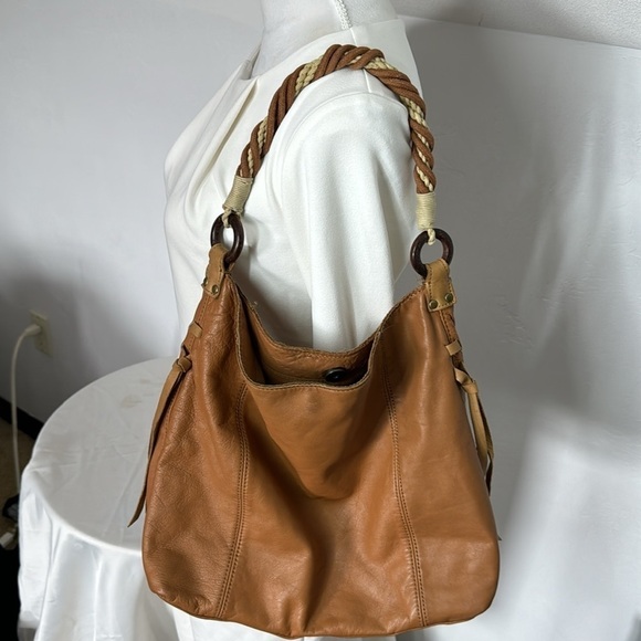 Banana Republic Carmel Color Boho Chic Tote Bag Braided Handle BRN5250C - Picture 12 of 13